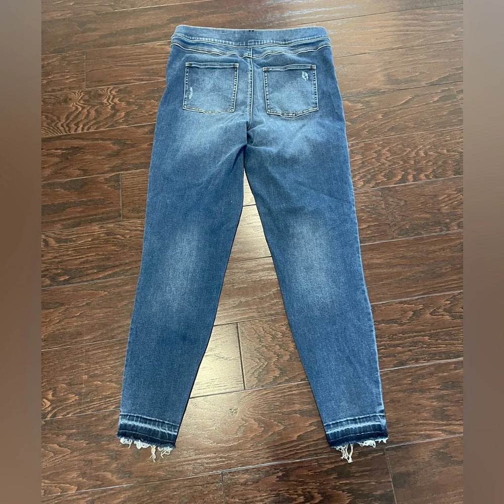 Spanx Jeans Distressed Ankle Skinny Denim Legging Raw Hem Women Size X-Large